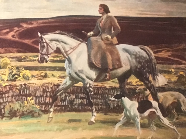 Lady Munnings Riding a Grey Hunter
