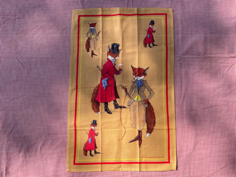 Side Saddles - Mr & Mrs Fox Yellow Tea Towel