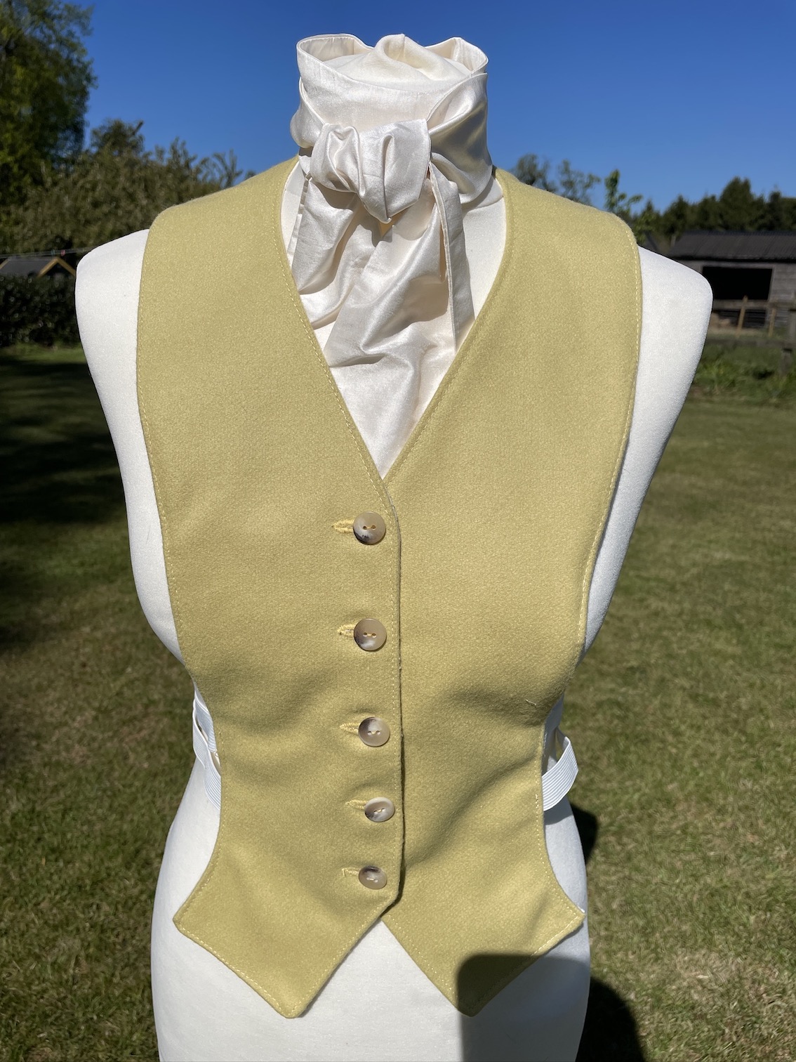 Traditional Yellow Wool False Waistcoat Front